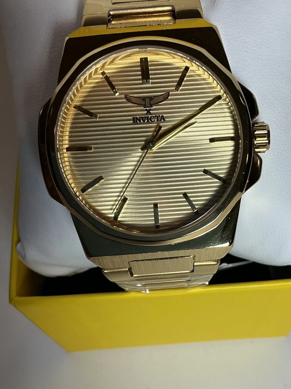 Invicta Men’s Gold Stainless Steel Bracelet Watch with Textured Gold Dial